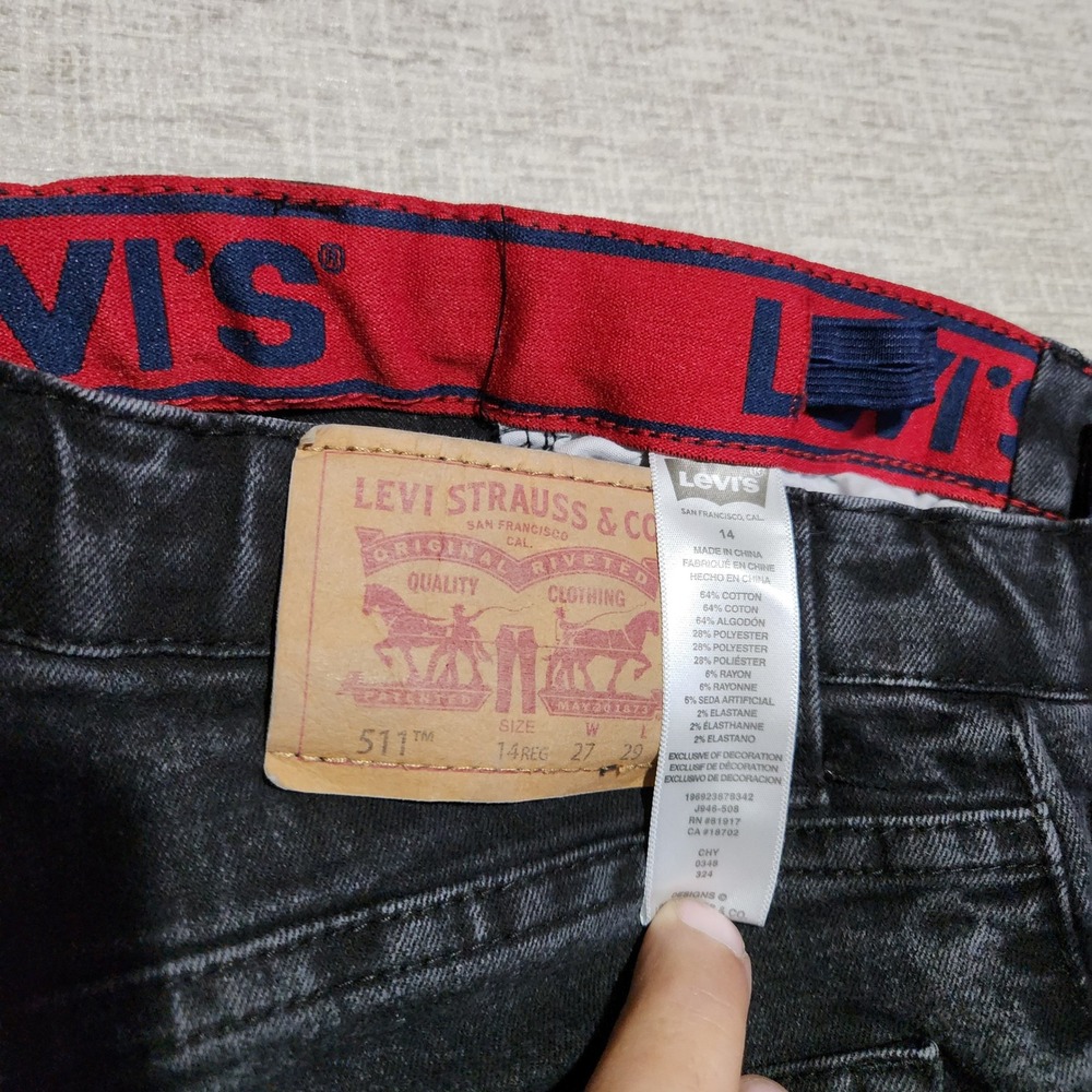 Levi's 511 Slim Fit Jeans Kids Size 14 Regular Black Blue Denim Bundle 2 Pack - Picture 3 of 4